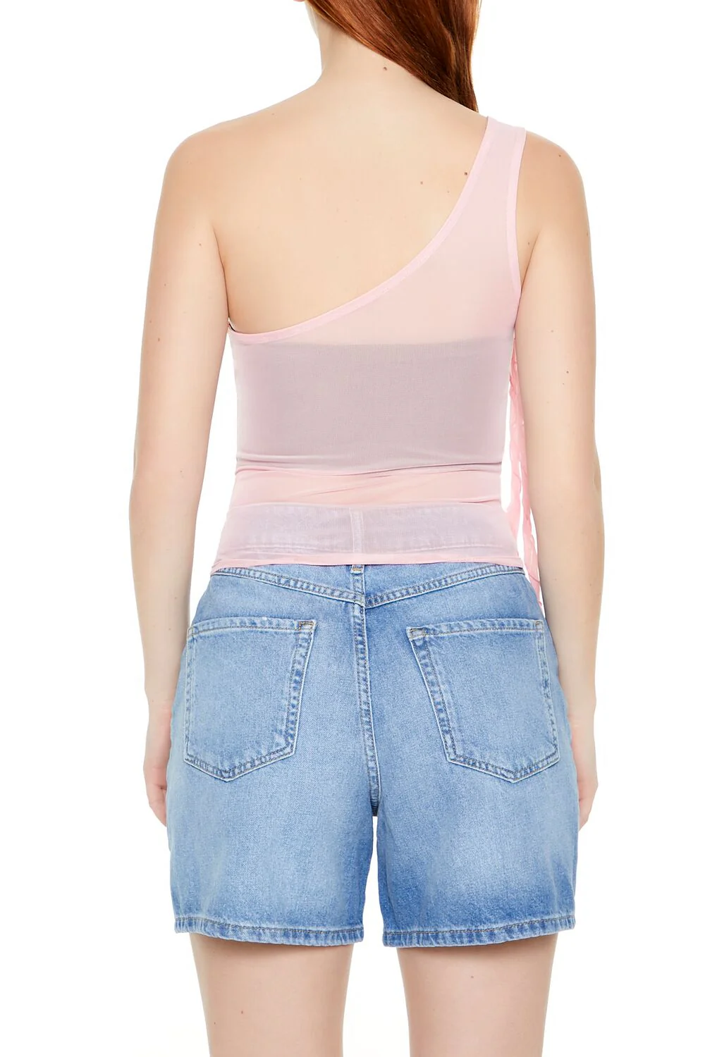 Mesh Rosette One-Shoulder Top - Image 4