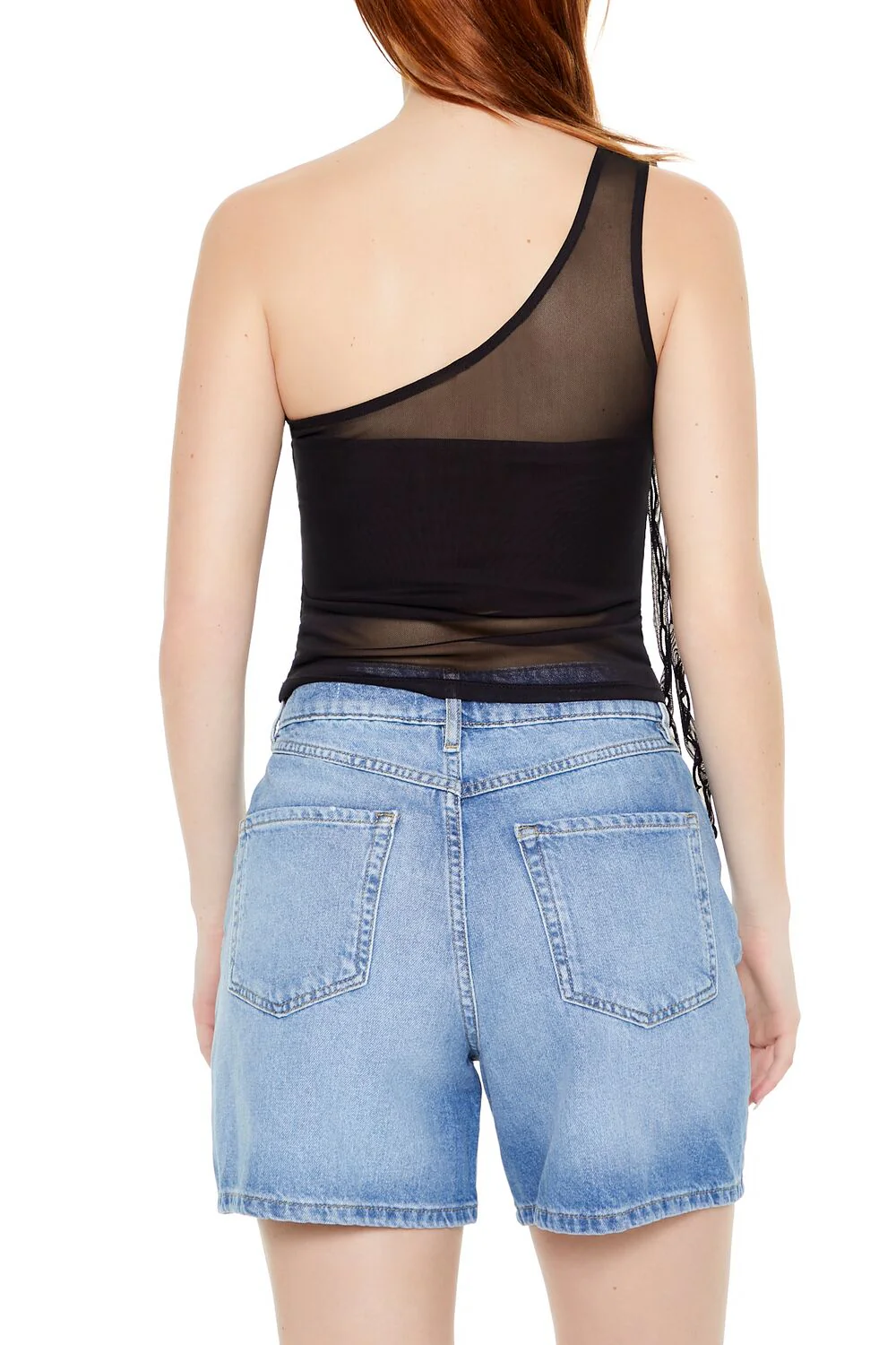Mesh Rosette One-Shoulder Top - Image 8