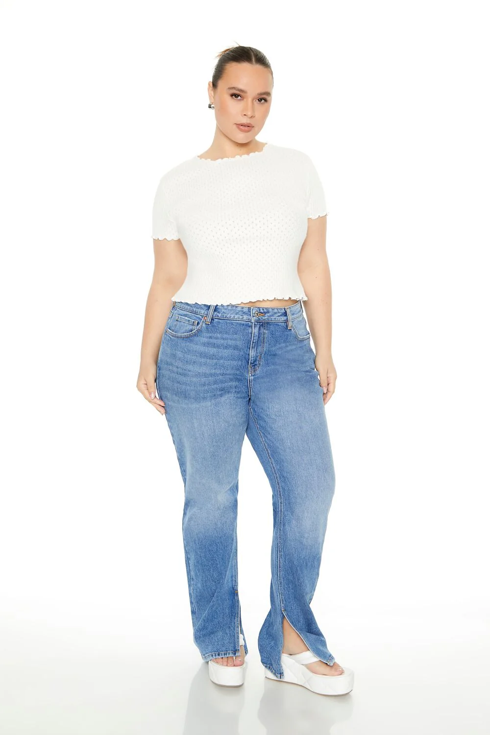 Plus Size Textured Sweater-Knit Tee - Image 4