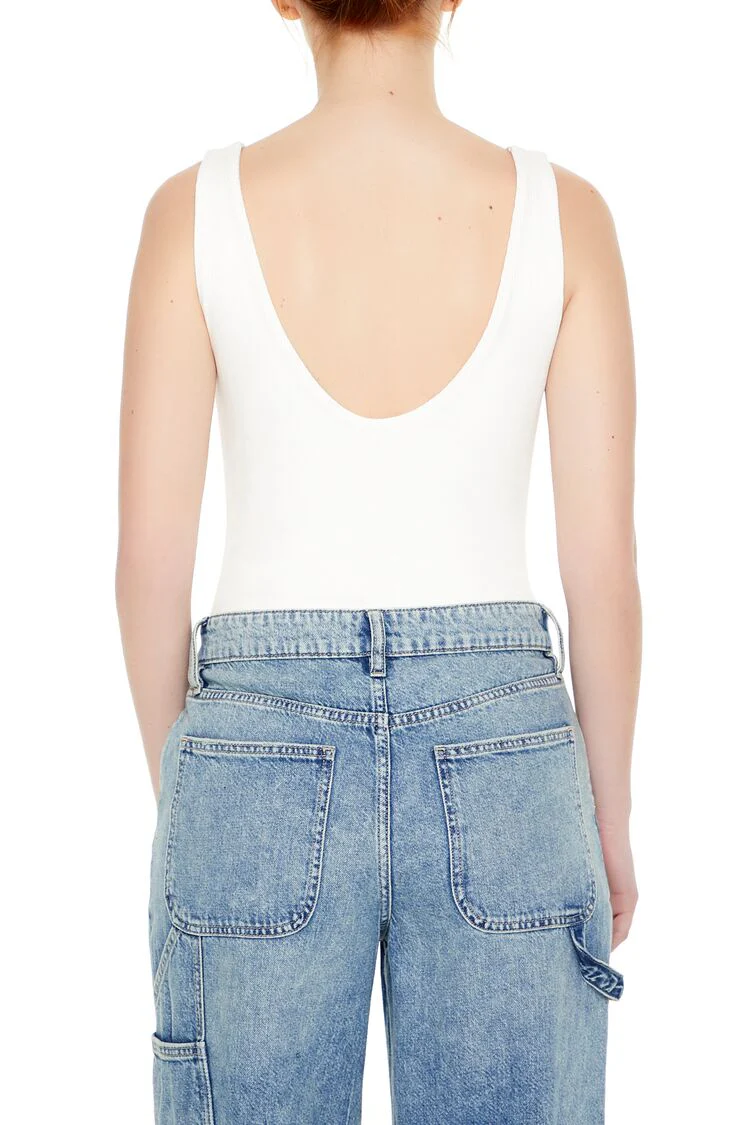 Textured V-Back Tank Bodysuit - Image 3