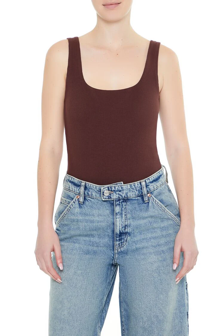 Textured V-Back Tank Bodysuit - Image 6