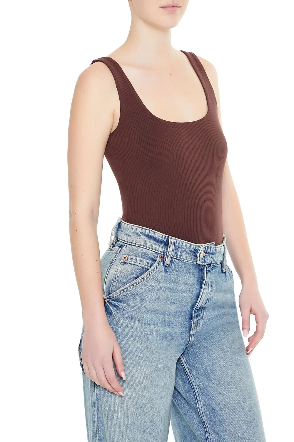 Textured V-Back Tank Bodysuit - Image 7