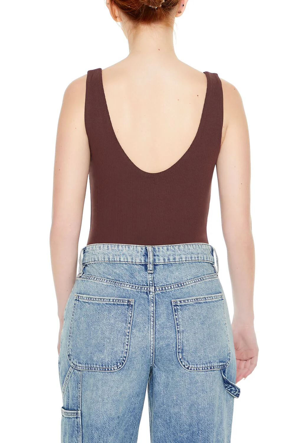 Textured V-Back Tank Bodysuit - Image 8