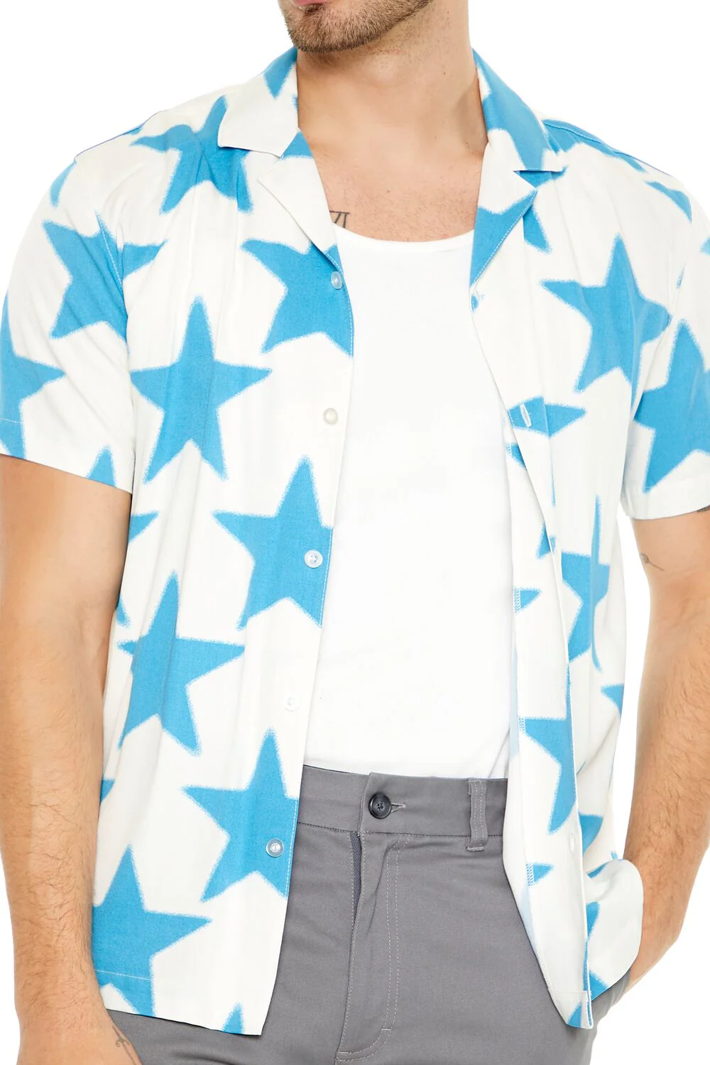 Star Print Button-Up Shirt - Image 5