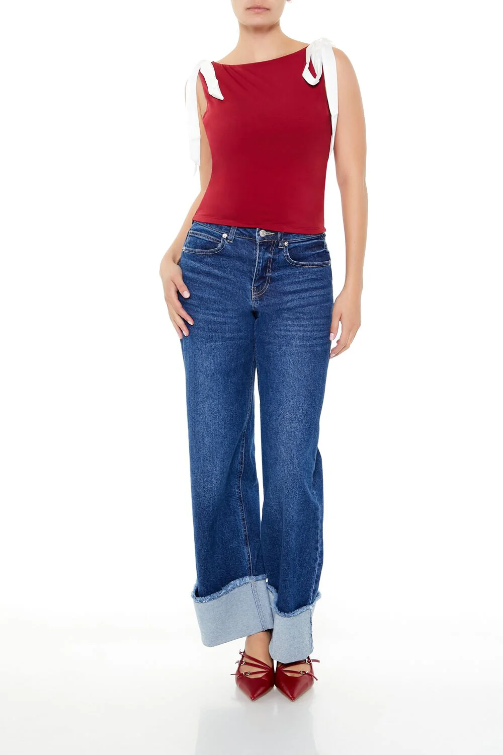 Sleeveless Satin Bow Top - Image 2