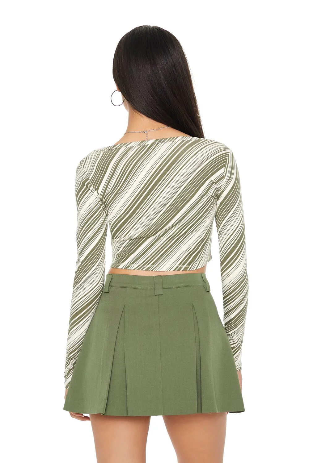 Striped Button-Front Crop Top - Image 3