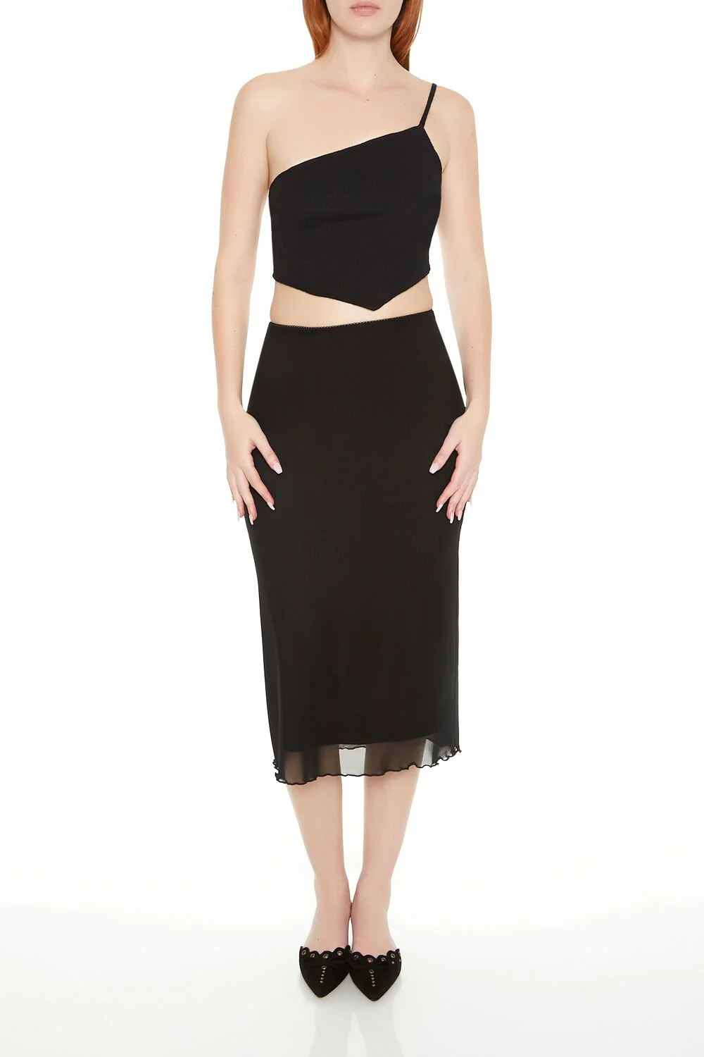 Textured One-Shoulder Crop Top - Image 4