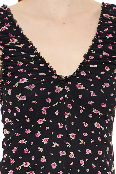 Floral Lettuce-Edge Mini Dress - Image 8