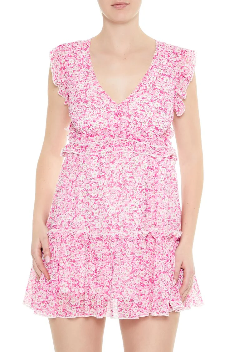 Chiffon Floral Print Mini Dress - Image 4