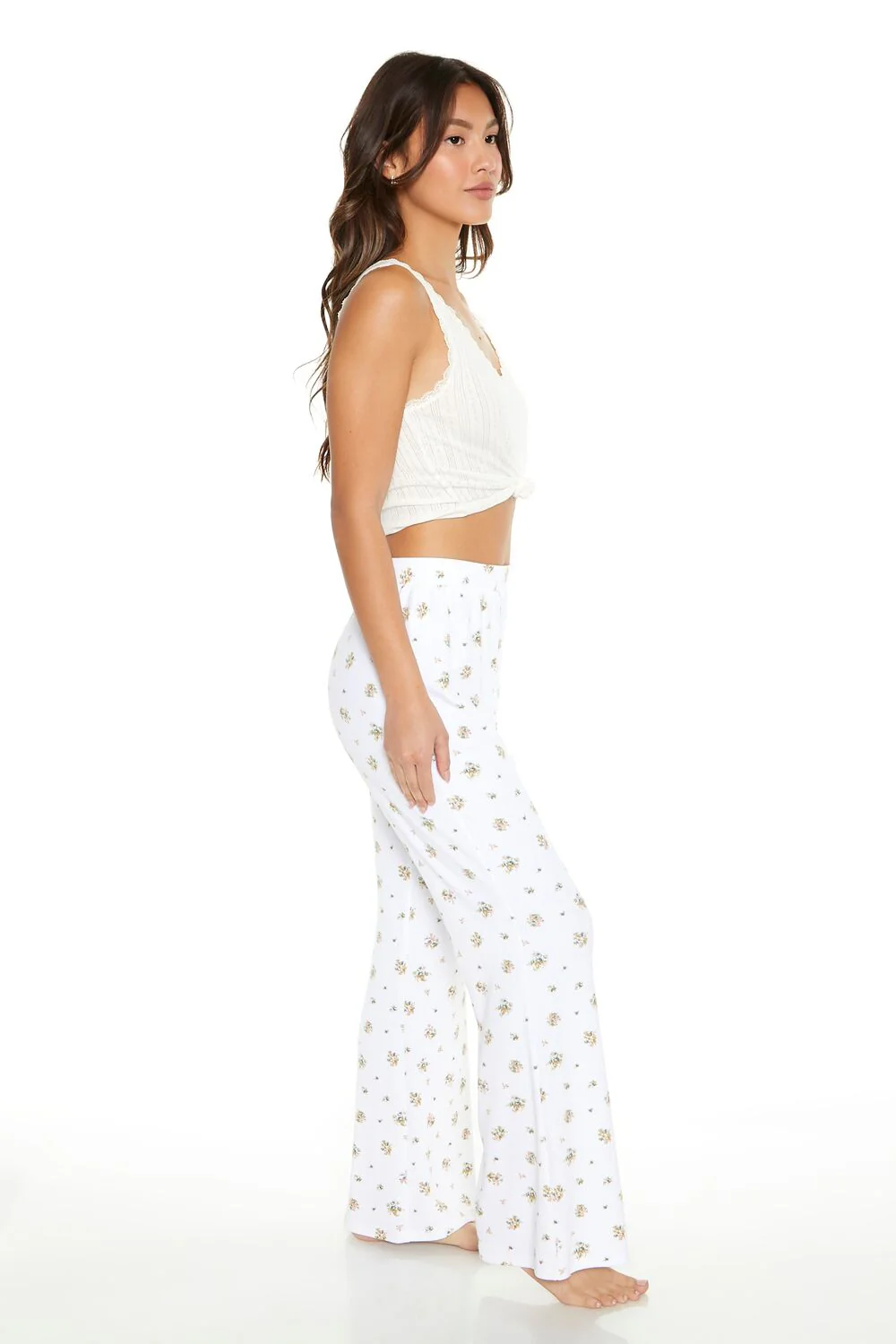 Floral Print Flare Pajama Pants - Image 2