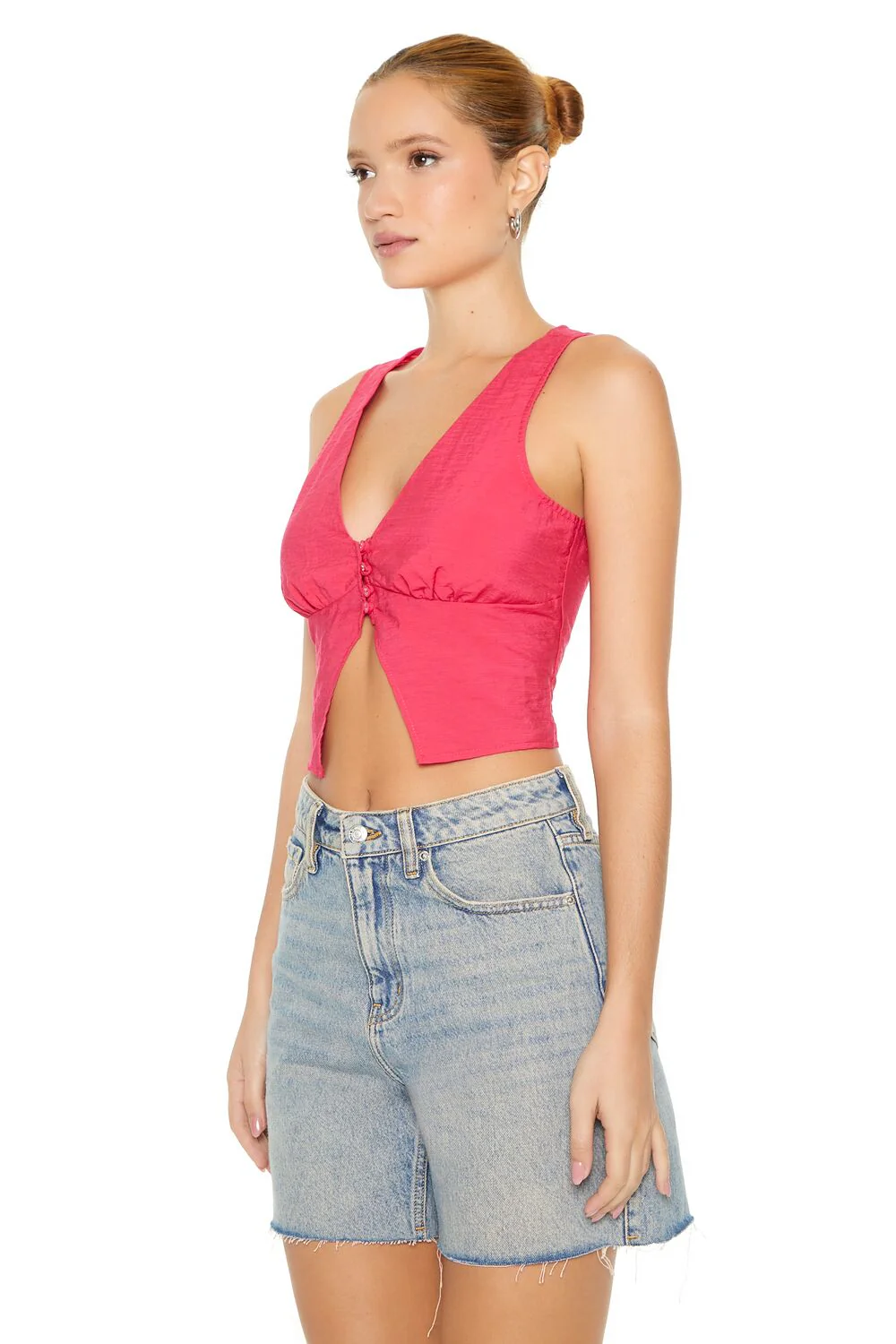 Plunging Split-Hem Crop Top - Image 2