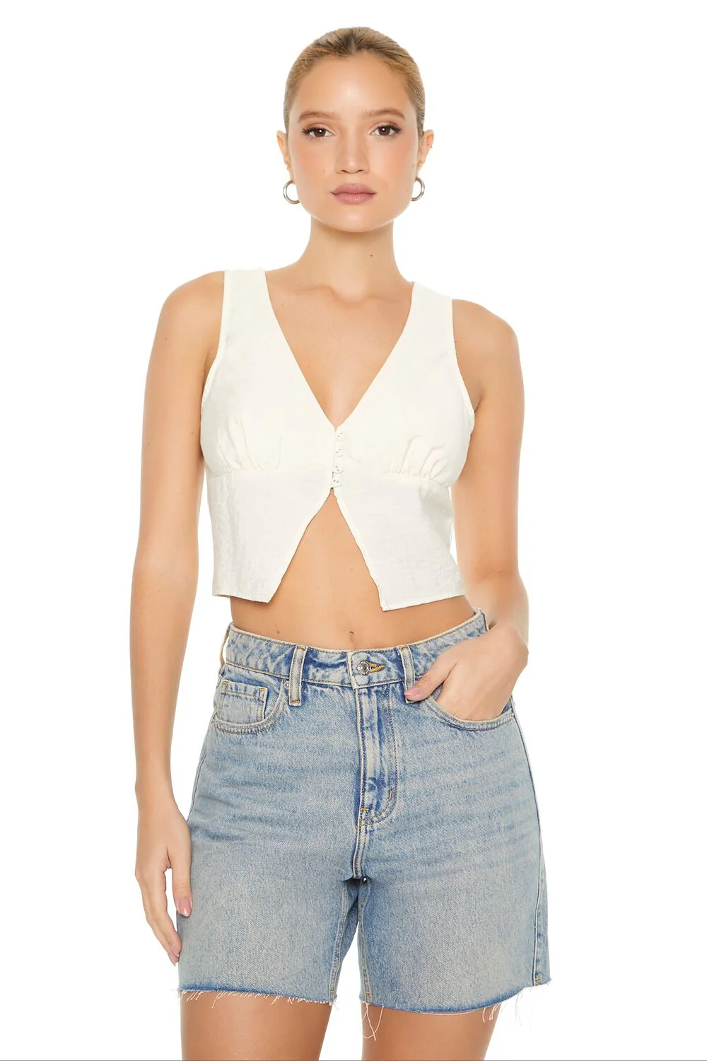 Plunging Split-Hem Crop Top - Image 6