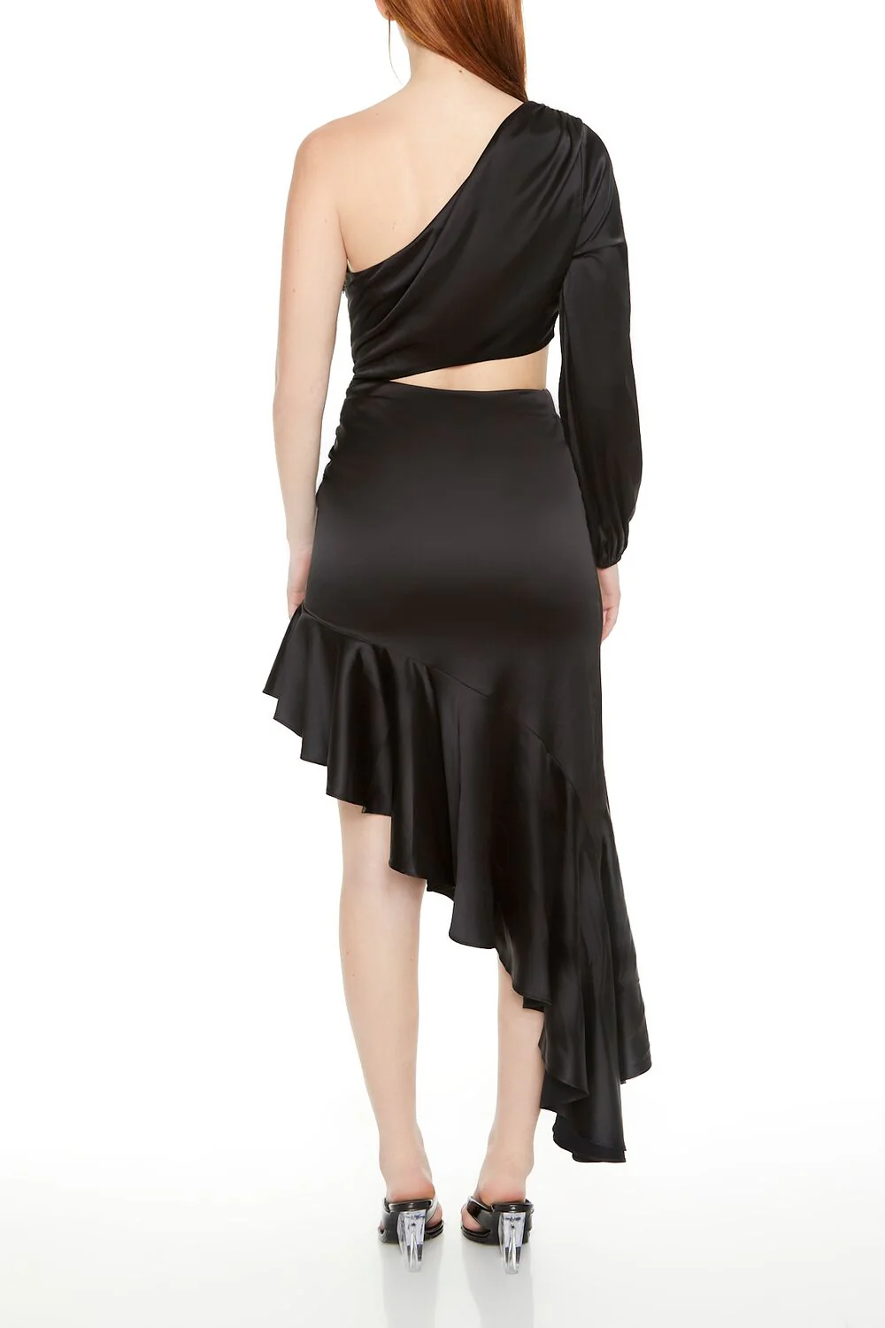 Asymmetrical One-Shoulder Midi Dress - Image 3