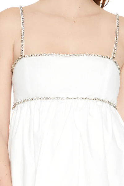 Rhinestone Babydoll Mini Dress - Image 3