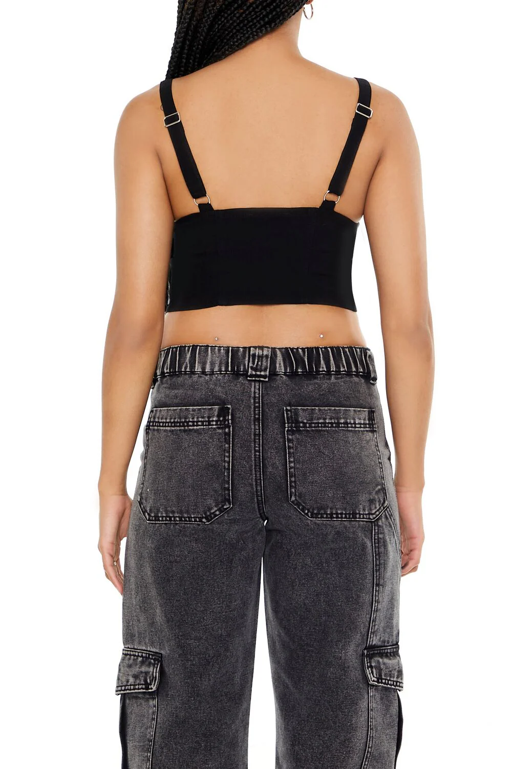 Belted Denim Crop Top - Image 3