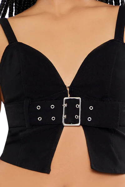 Belted Denim Crop Top - Image 5