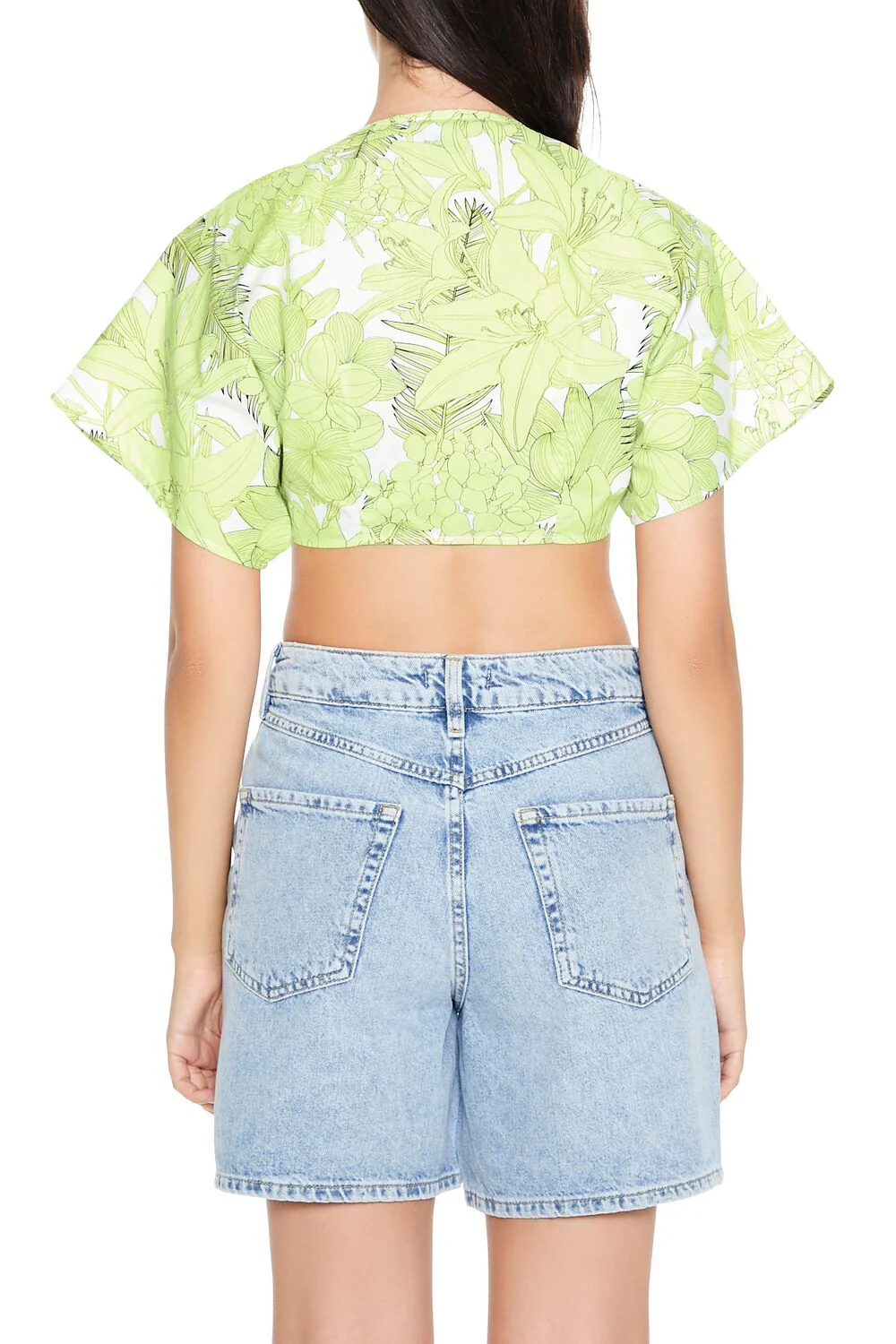 Floral Print Tie-Front Crop Top - Image 3