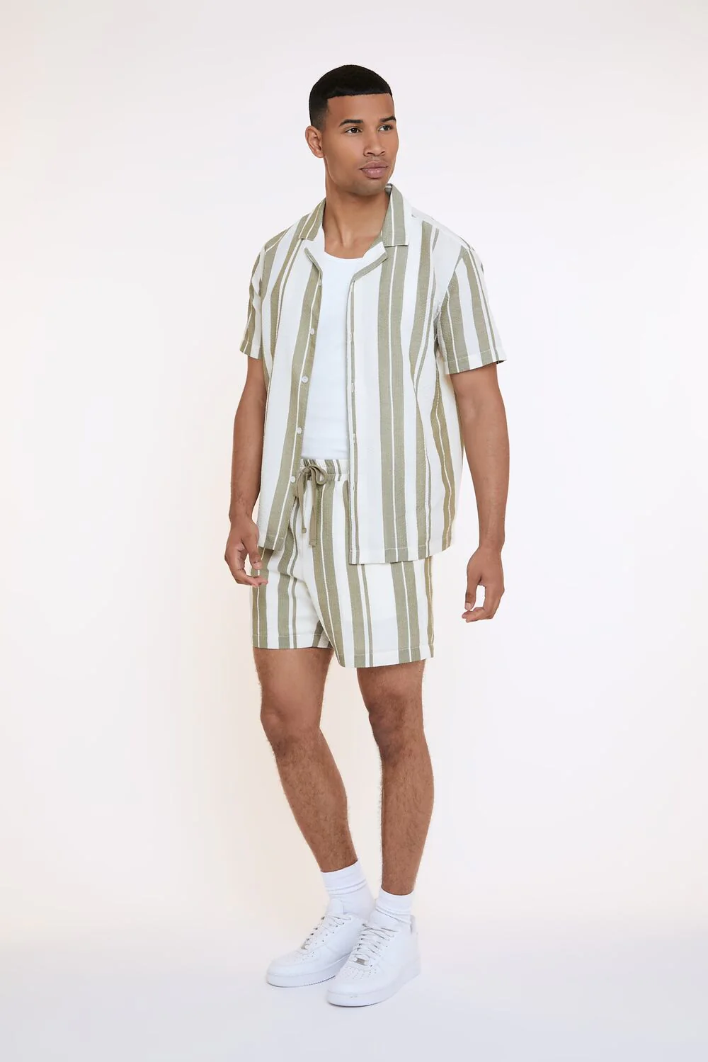 Textured Striped Drawstring Shorts - Image 2