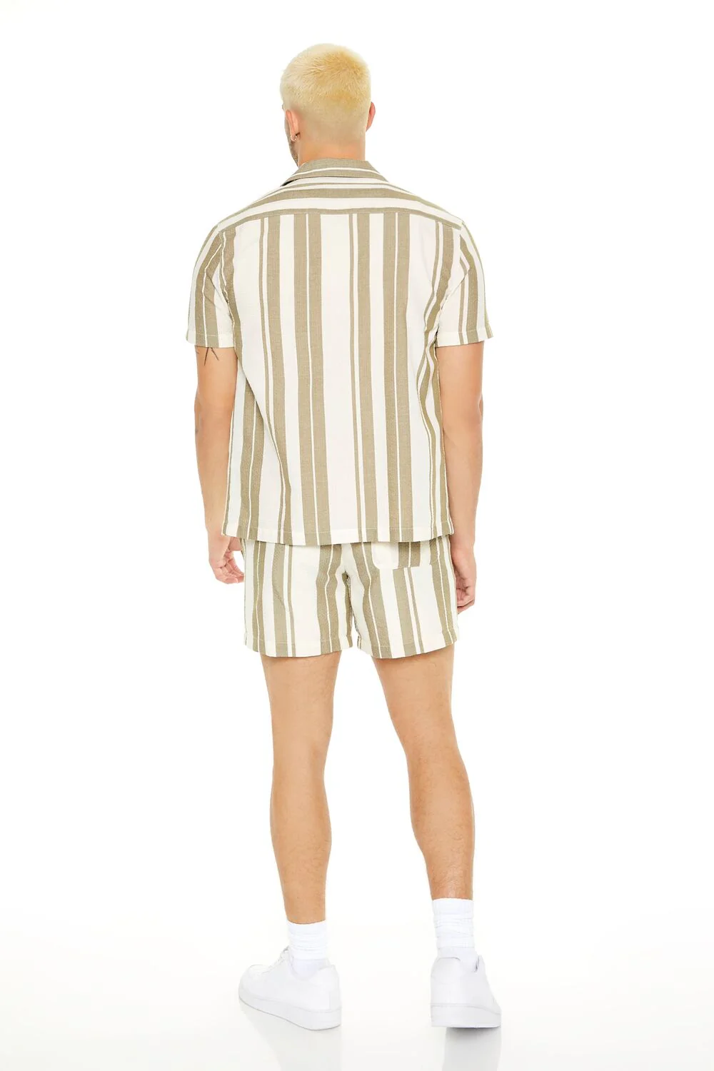 Textured Striped Drawstring Shorts - Image 3