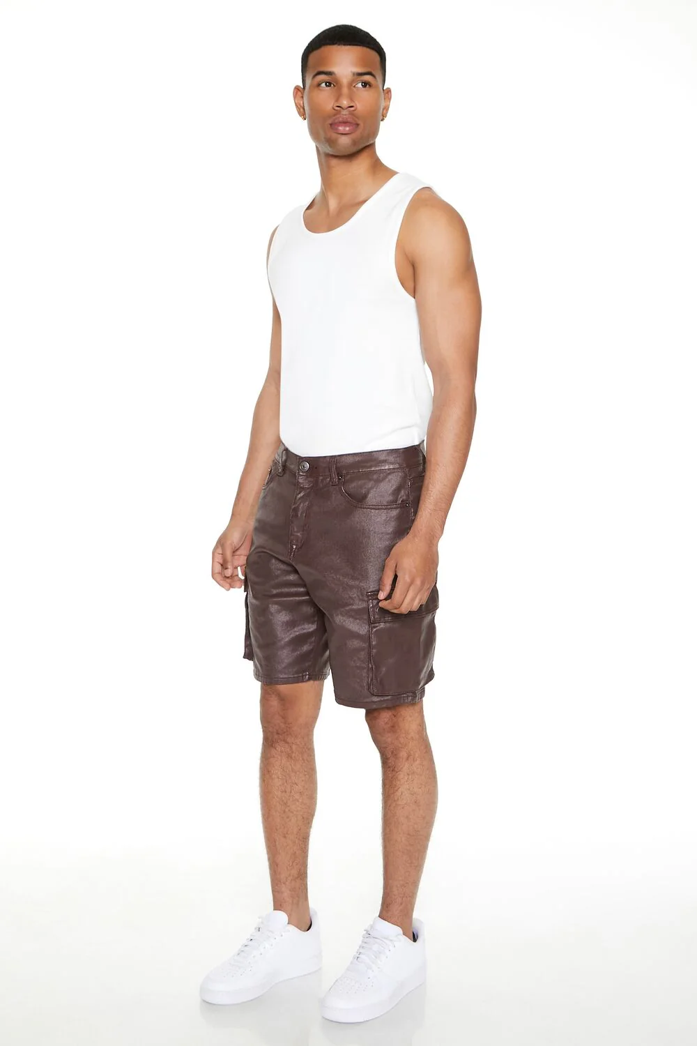 Coated Stretch-Denim Shorts - Image 2