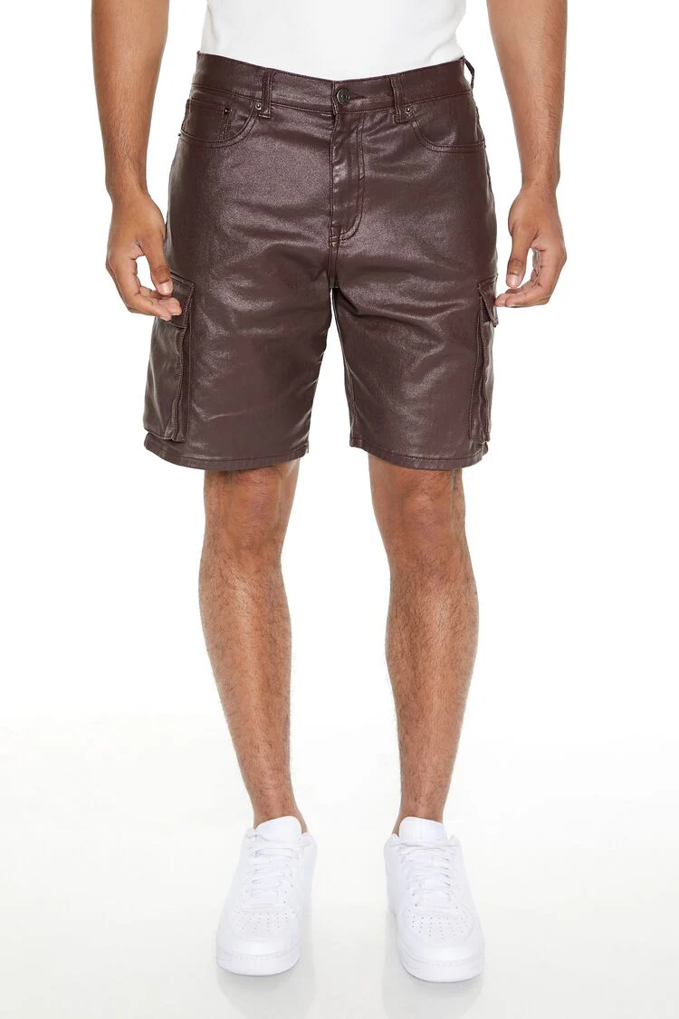 Coated Stretch-Denim Shorts - Image 4