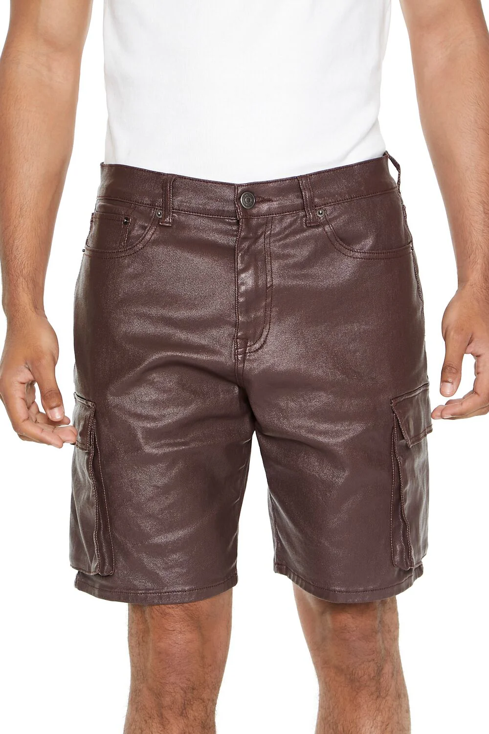 Coated Stretch-Denim Shorts - Image 5