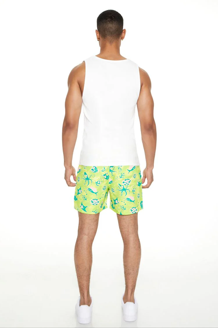 Sea Life Print Swim Trunks - Image 3