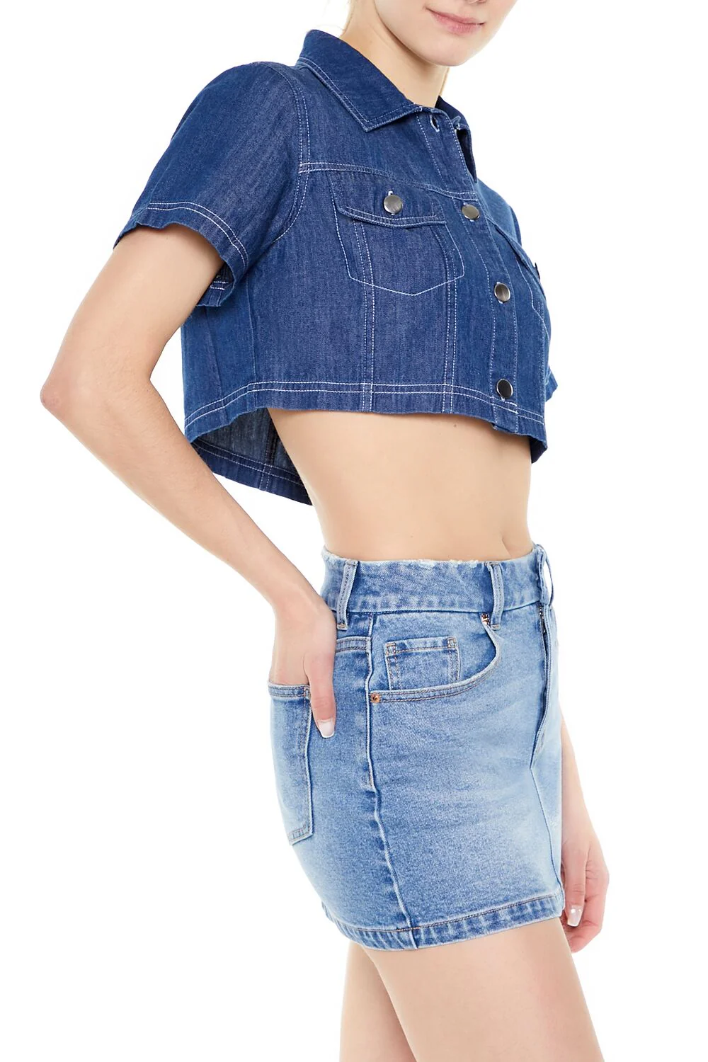 Cropped Denim Shirt - Image 2