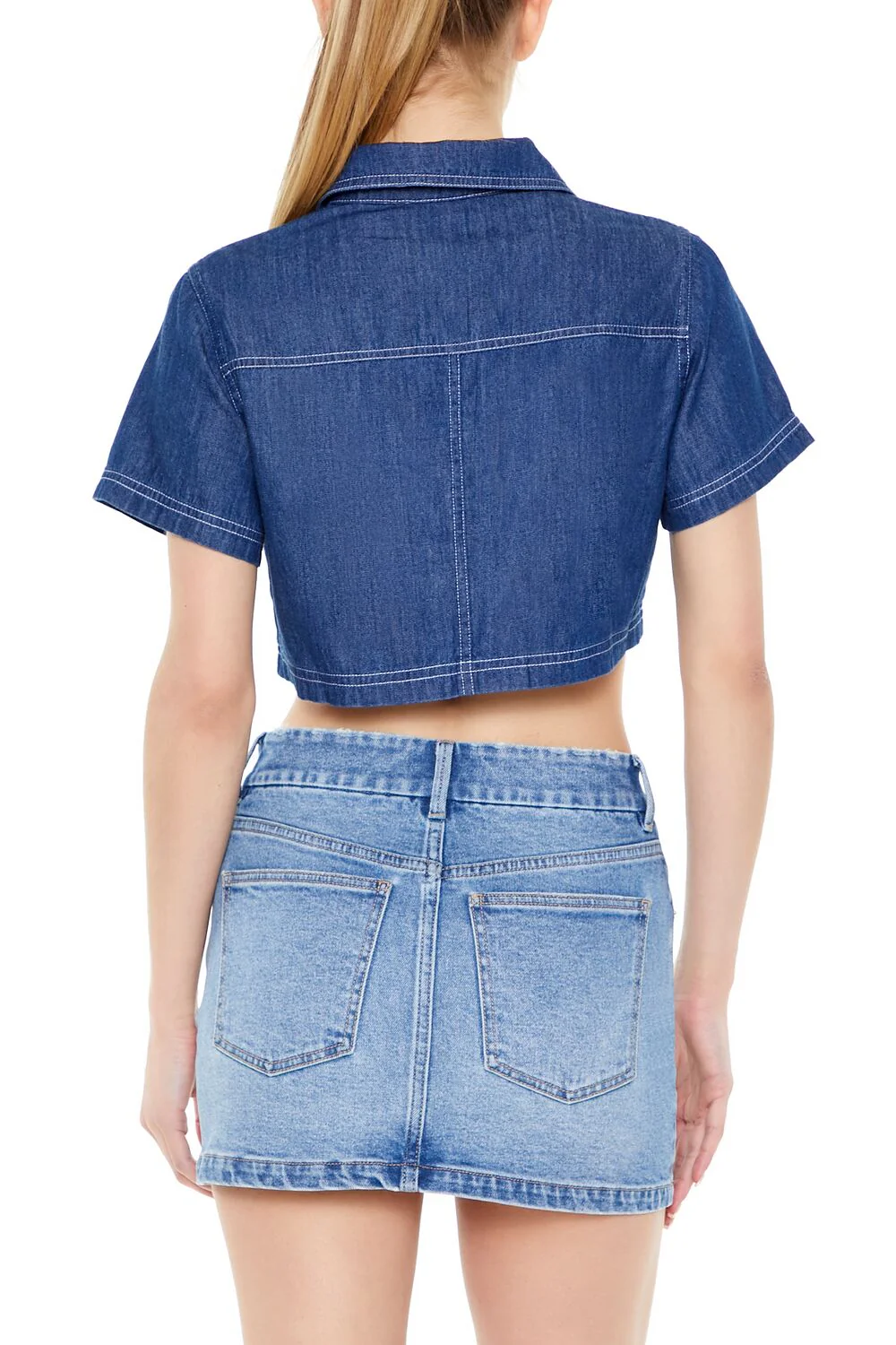 Cropped Denim Shirt - Image 3