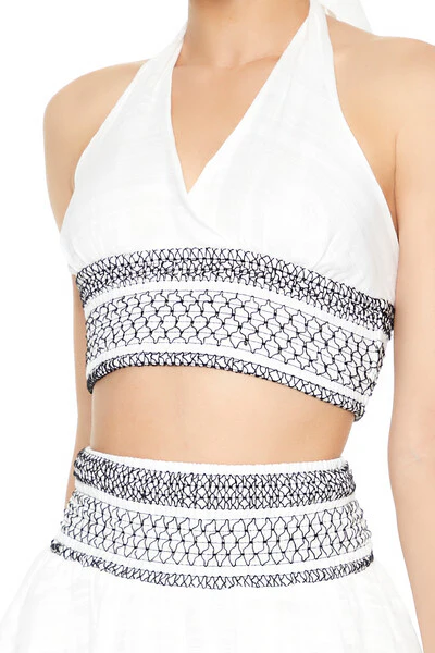 Embroidered Halter Crop Top - Image 5