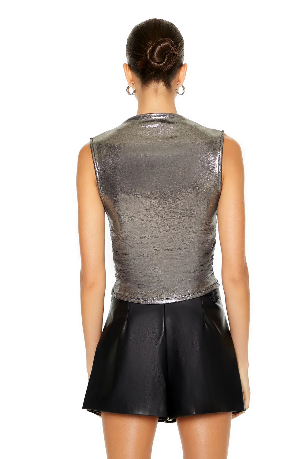 Metallic Mock Neck Crop Top - Image 3
