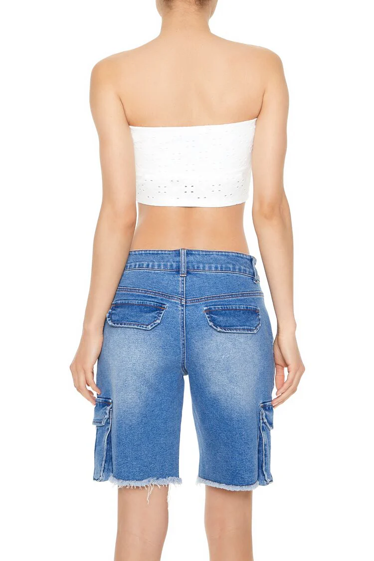 Cropped Eyelet Tube Top - Image 3