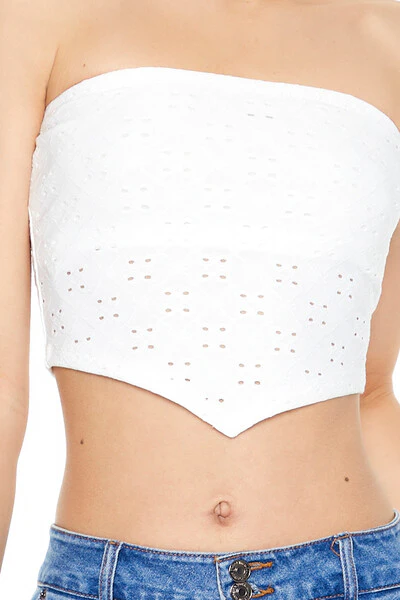 Cropped Eyelet Tube Top - Image 5