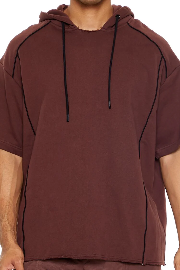 Piped-Trim Short-Sleeve Hoodie - Image 3