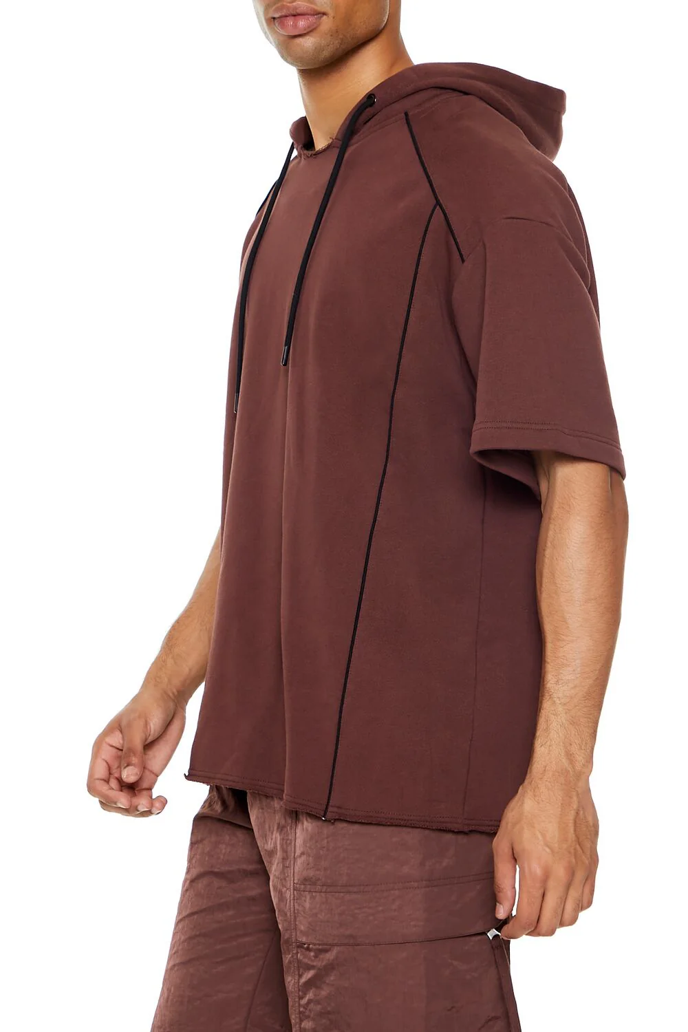 Piped-Trim Short-Sleeve Hoodie - Image 4