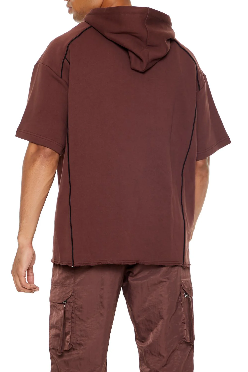 Piped-Trim Short-Sleeve Hoodie - Image 5