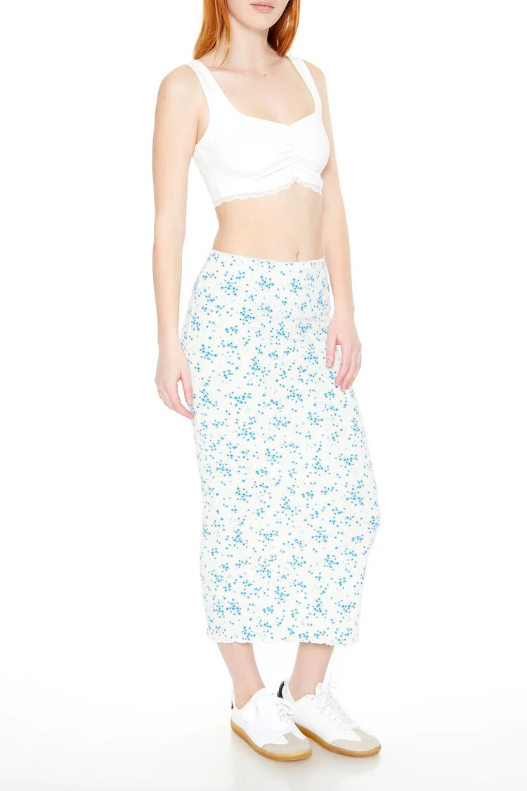 Pointelle Ditsy Floral Maxi Skirt - Image 2