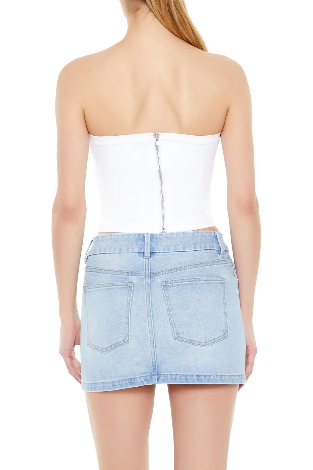Denim Cropped Tube Top - Image 4