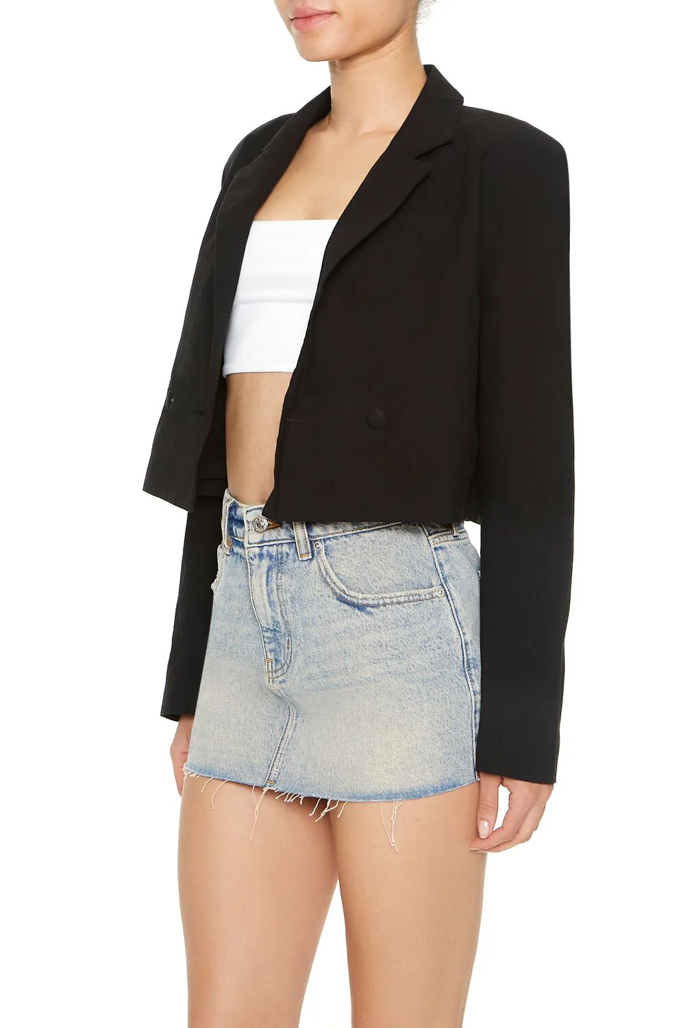 Cropped Double-Breasted Blazer - Image 2