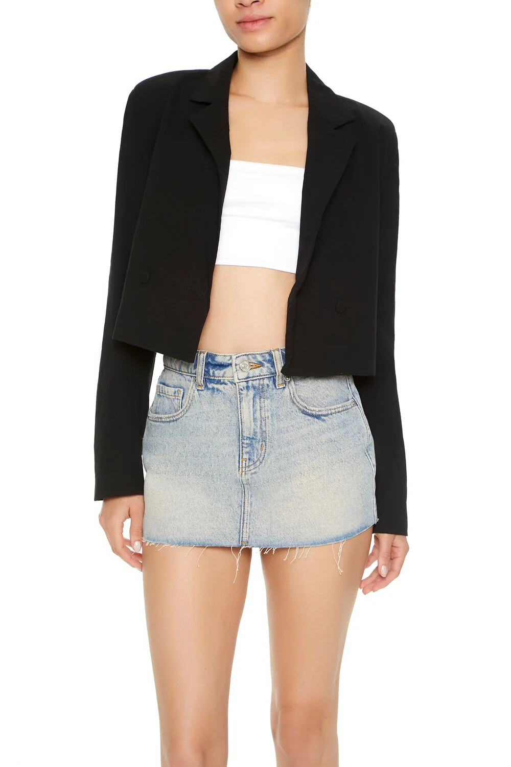 Cropped Double-Breasted Blazer - Image 5