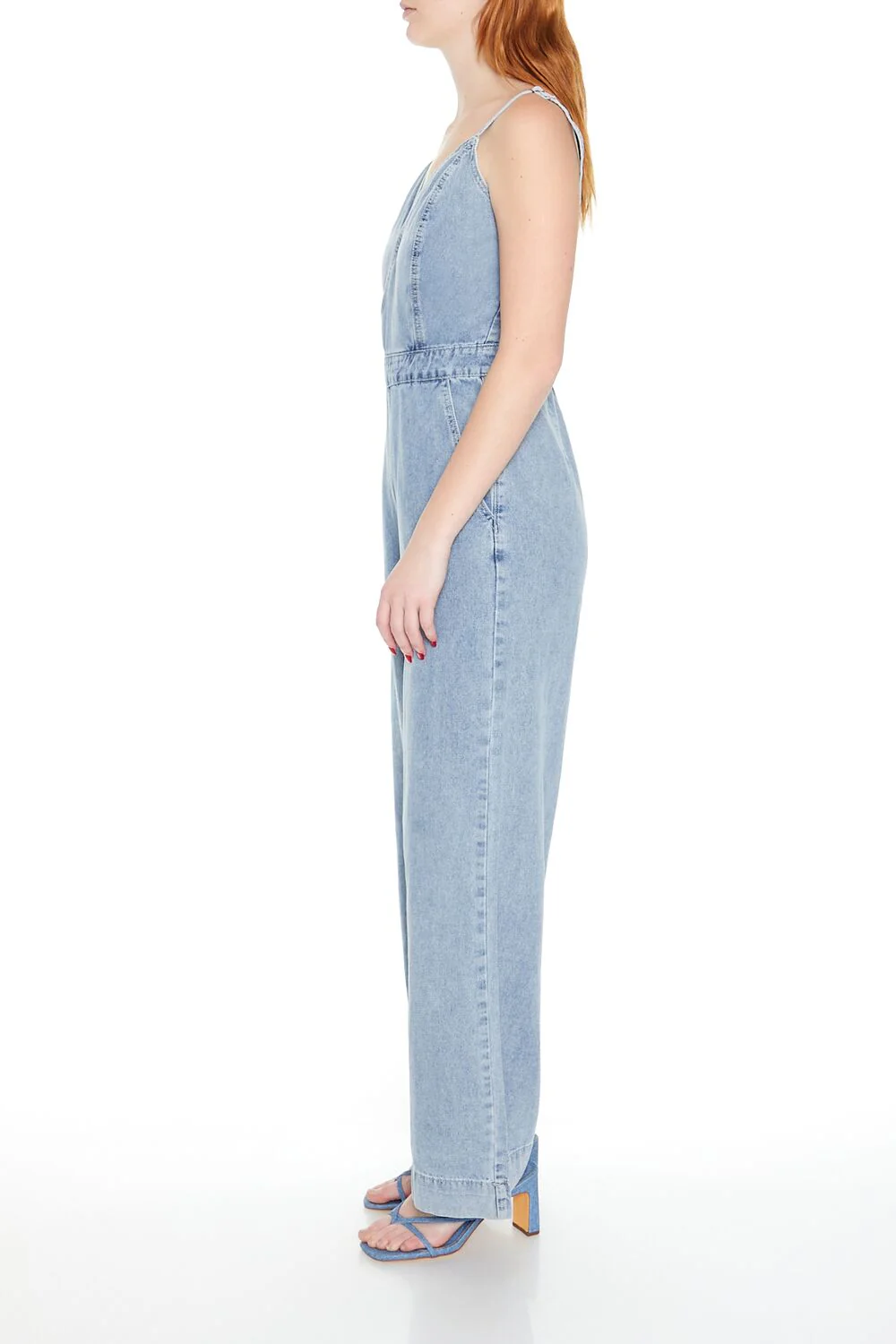 Denim Surplice Wide-Leg Jumpsuit - Image 3