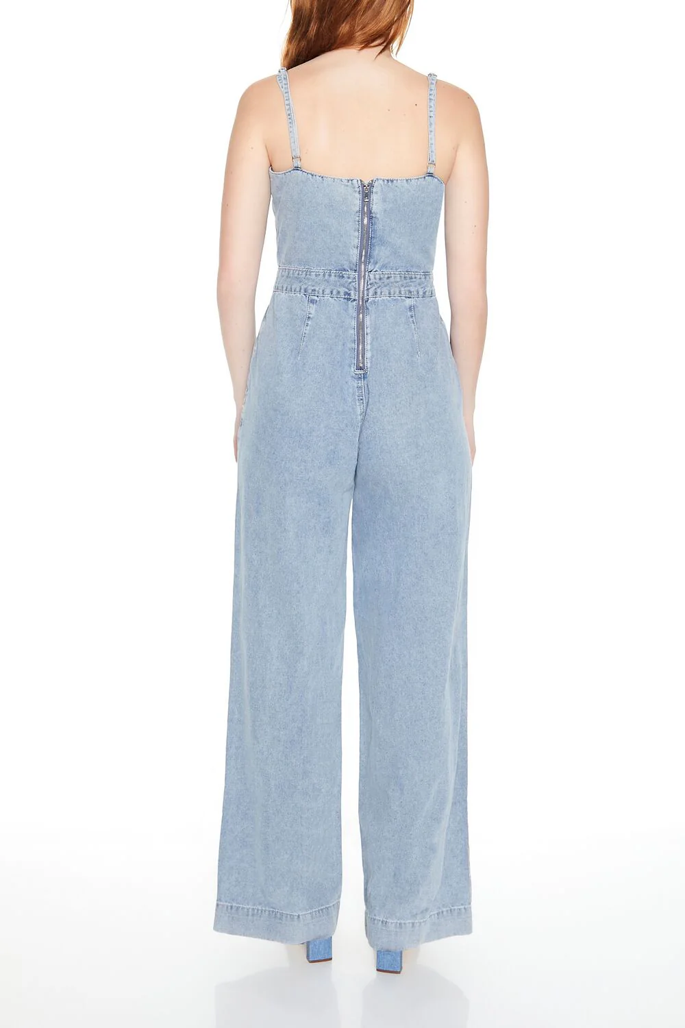 Denim Surplice Wide-Leg Jumpsuit - Image 4