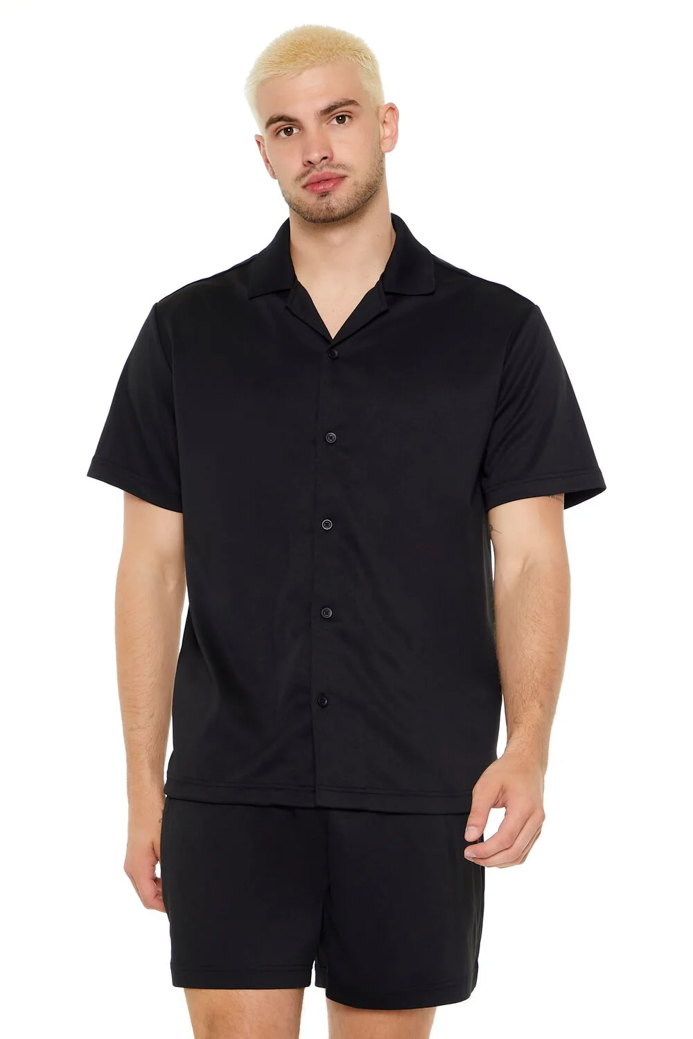 Cuban Collar Button-Up Shirt - Image 6