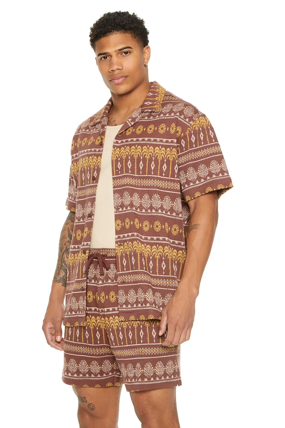 Geo Print Cuban-Collar Shirt - Image 2