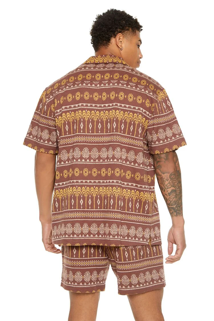 Geo Print Cuban-Collar Shirt - Image 3