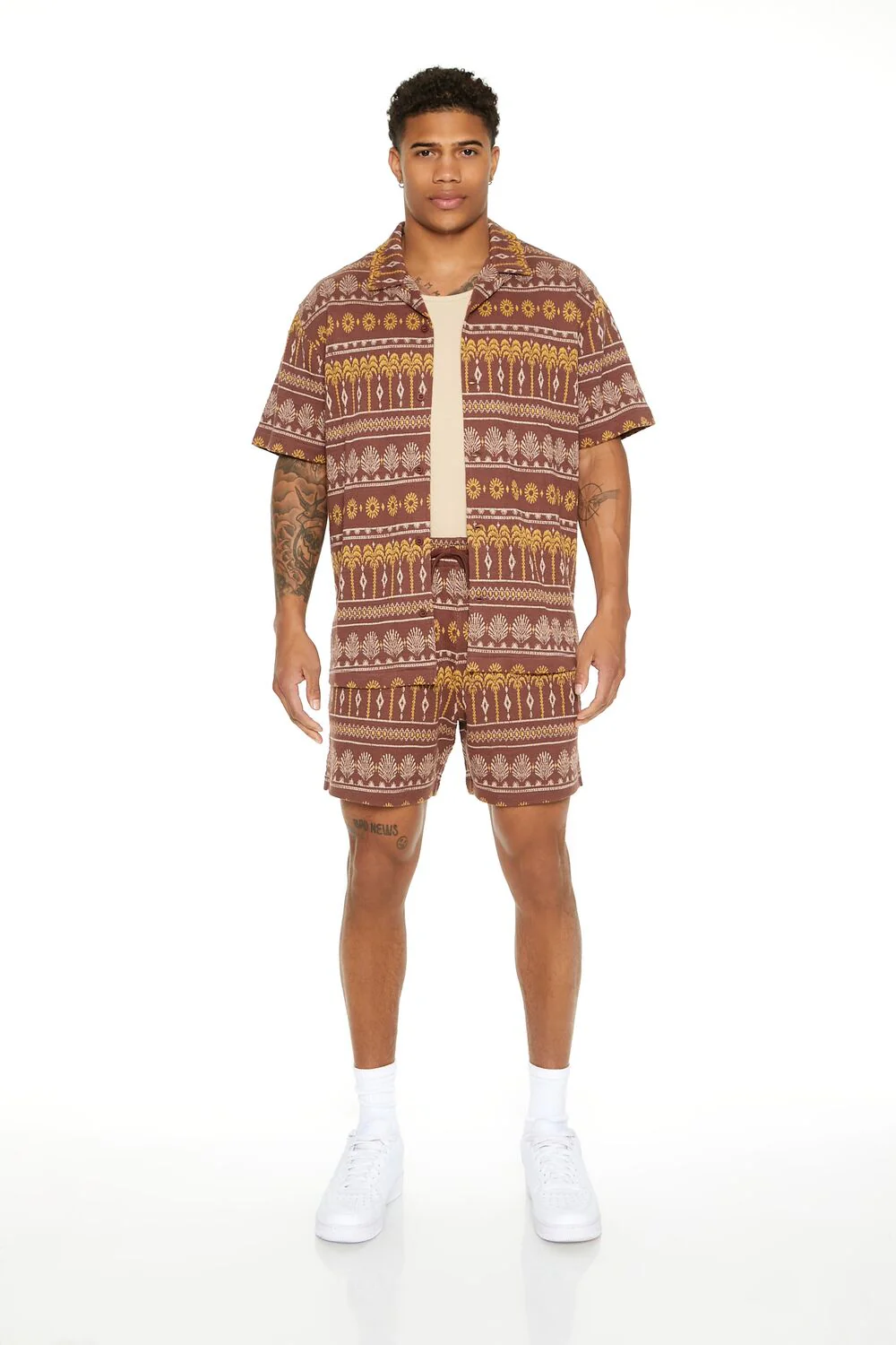 Geo Print Cuban-Collar Shirt - Image 4