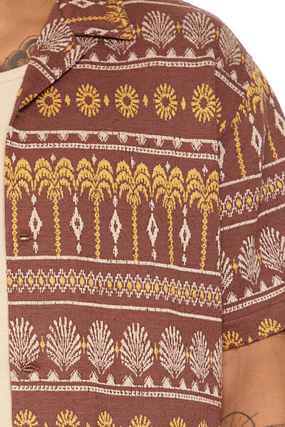 Geo Print Cuban-Collar Shirt - Image 5
