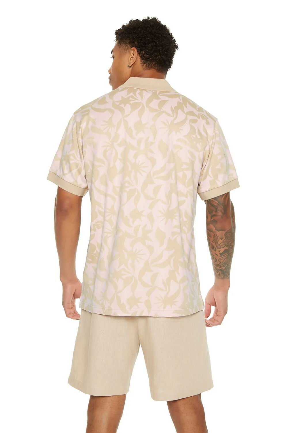 Sweater-Knit Geo Print Polo Shirt - Image 3