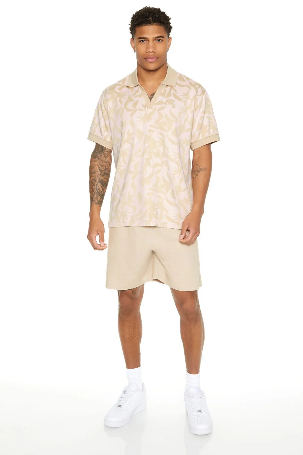 Sweater-Knit Geo Print Polo Shirt - Image 4