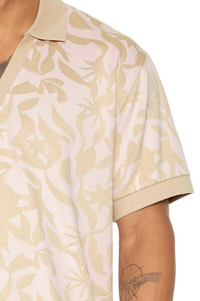 Sweater-Knit Geo Print Polo Shirt - Image 5